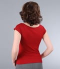 Tricou din jerse uni cu umeri cazuti