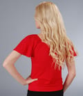 Tricou din jerse elastic uni cu maneci cazute