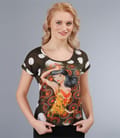 Tricou din jerse elastic imprimat cu mansete