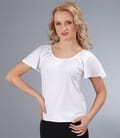Tricou din jerse elastic uni cu maneci cazute