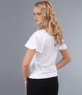 Tricou din jerse elastic uni cu maneci cazute