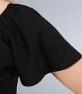 Tricou din jerse elastic uni cu maneci cazute