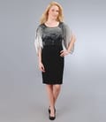 Rochie din saten si jerse elastic cu maneci fluture
