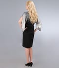 Rochie din saten si jerse elastic cu maneci fluture