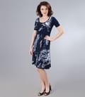 Rochie din jerse elastic cu garnitura si cordon