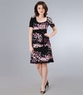 Rochie din jerse elastic cu garnitura si cordon
