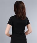 Tricou din jerse elastic satinat cu jabou de voal