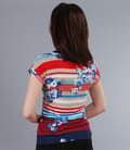 Tricou din jerse elastic imprimat cu mansete