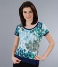 Tricou din jerse imprimat cu garnitura