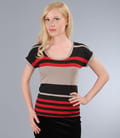 Tricou din jerse elastic imprimat cu mansete