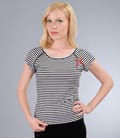 Tricou din jerse elastic imprimat cu maneci raglan