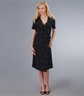 Rochie jerse bleumarin imprimat cu catarama