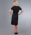 Rochie jerse bleumarin imprimat cu catarama