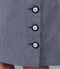 Fusta din bumbac elastic cu dungi bleumarin