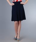 Fusta in clini din jerse elastic bleumarin