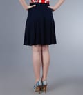 Fusta in clini din jerse elastic bleumarin