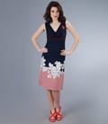 Rochie jerse imprimat cu nod pe bust