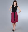 Rochie din jerse in dungi cu cordon