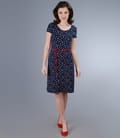Rochie din jerse imprimat cu cordon