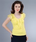 Tricou din jerse elastic cu jabou si aripioare de voal