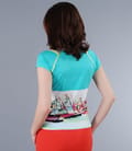 Tricou din jerse elastic imprimat cu maneci raglan
