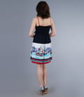 Rochie din jerse elastic imprimat cu volan