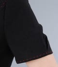 Sacou din viscoza neagra cu tighel contrast