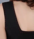 Rochie din viscoza neagra cu tighel contrast