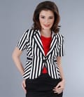 Sacou din bumbac elastic in dungi alb-negru