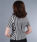 Sacou din bumbac elastic in dungi alb-negru
