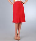 Fusta evazata din viscoza rosie