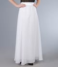 Fusta lunga din voal creponat alb cu picouri