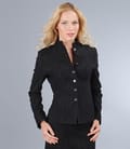 Sacou din brocart de bumbac elastic maro cu guler tunica