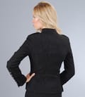 Sacou din brocart de bumbac elastic maro cu guler tunica