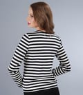 Bluza din jerse elastic in dungi alb-negru