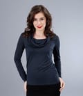 Tricou din jerse cu lana cu guler larg