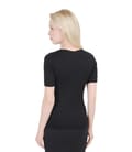 Tricou din jerse uni cu maneci scurte si garnitura