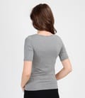 Tricou din jerse uni cu maneci scurte si garnitura