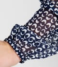 Tricou cu garnitura si maneci din voal imprimat