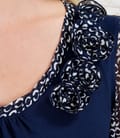 Tricou cu garnitura si maneci din voal imprimat