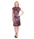 Rochie de seara scurta din saten elastic imprimat cu fenta