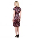 Rochie de seara scurta din saten elastic imprimat cu fenta