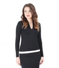 Bluza din jerse elastic cu decolteu adanc