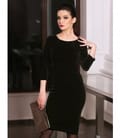 Rochie din catifea elastica cu insertie
