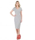 Rochie midi din jerse elastic imprimat cu dungi