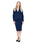 Costum office dama cu sacou si fusta cu franjuri la terminatii