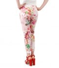 Pantaloni pana din bumbac elastic imprimat