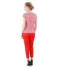 Tinuta eleganta cu pantaloni pana din bumbac si tricou din jerse cu dungi