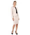 Costum office dama cu sacou si fusta din bucle cu lana si aplaca