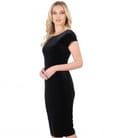 Rochie de seara scurta din catifea elastica neagra